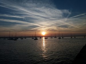 levé de soleil sur le pool du port du Croisic